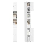 SoBuy BZR34-W Badezimmer Hochschrank mit 5 Fächern Badschrank Badregal mit 1...