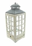 große Laterne Landhaus aus Holz, weiß, 63 cm hoch, mit Sprossenfenstern und...