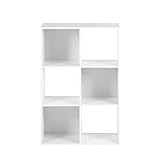 GOKHOMX Bibliothek mit 6 Fächern, Möbelbox, weiß, Schrank für Wohnzimmer,...
