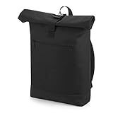 BagBase Unisex Bg855blac Roll-Top-Rucksack, Schwarz, M