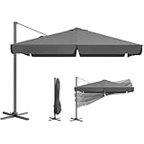 Sekey Alu Sonnenschirm Ampelschirm 300 cm x 300 cm, mit Kurbelbedienung, 360°...