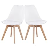 EGGREE 2er Set Esszimmerstühle mit Massivholz Buche Bein SGS Geprüfter, Retro...