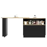 Azkoeesy Bartisch Esstisch 360° drehbare mit Stauraum, 90 x 45 x 100-165 cm,...