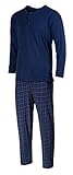 HEYO Schlafanzug Herren Lang Pyjama 100% Baumwolle Zweiteiliges Set Langarm...