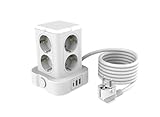 Mehrfachsteckdose Überspannungsschutz 3680W 16A mit 8 Schukosteckdosen und 3...
