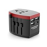 Reiseadapter Weltweit, Universal Reisestecker mit 3USB-A, 1USB -C und 1AC...