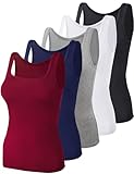 BQTQ 5 Stück Unterhemd Damen Tank Top mit Quadratischem Ausschnitt, Elastische...