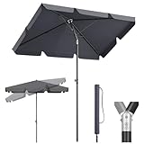 Sekey Balkon Sonnenschirm 2-in-1 SET | Rechteckig Sonnenschirm 200x125cm,...