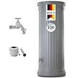 GARANTIA Säulentank Komplett-Set Regentonne 330 Liter steingrau inkl....