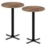 YATINEY Bartisch, Stehtisch 90 cm hoch, 2er Set, Bistrotisch rund, hoher...