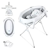 SWANEW Baby Badewanne, Faltbar Babybadewanne mit Gestell 80cm, Baby Badewanne...