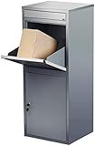 AGT Paketbox: Stand-Paketbriefkasten mit Rückholsperre, Stahlblech, 2...
