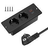 Tischplatte Versenkbare Steckdose mit 1 USB und 1 Type-C, Einbausteckdose...