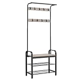 VASAGLE Garderobenständer, Garderobe, mit Schuhbank, 4-in-1 Design, 9...