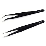 2 PCS ESD-Edelstahl-Präzisions Pinzette Präzisions Antistatisch Edelstahl,ESD...