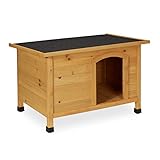 Relaxdays Hundehütte, HxBxT: 58 x 86 x 58 cm, wetterfestes Hundehaus, Holz,...