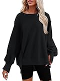 Nirovien Damen-Sweatshirt mit Rundhalsausschnitt, Seitenschlitz, langärmelig,...