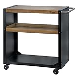 BBQ-Toro Grillwagen 95 x 50 x 90 cm | Schwarz mit Holzoptik | Grilltisch mit...