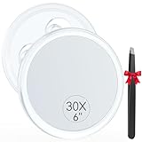 Auxmir 30X Vergrößerungsspiegel 15cm mit 3 Saugnäpfen, Kosmetikspiegel mit...