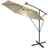 KESSER® Alu Ampelschirm LED Solar Ø300cm Inkl. Abdeckung + Windsicherung mit...