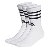 adidas Unisex 3 Stripes Crew Socken, White/Black, L