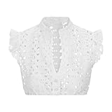 Dirndl Bluse Damen Kurzarm Baumwolle Trachten Trachtenbluse Weiß Flügelärmel...