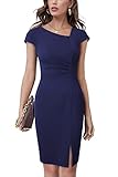 HOMEYEE Damen Vintage V-Ausschnitt Bodycon Business Bleistiftkleid mit Schlitz...