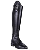 QHP Leder-Reitstiefel Sasha Adult schwarz mit wechselbarem Oberteil, RV hinten...