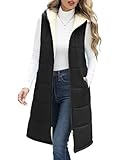 Vancavoo Weste Damen Lang mit Kapuze Herbst Winter Steppweste Ärmellose Jacke...