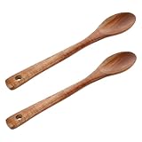 2 Stück Kochlöffel Holz Honiglöffe Holz Runder Holzlöffel 30cm...