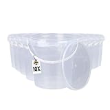 10 Eimer mit Deckel 1l Transparent rund | Kunststoff Eimer | Lebensmittelecht |...