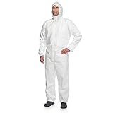 DuPont ProShield 20 | Schutzanzug mit Kapuze, Kategorie III, Typ 5 und 6 | Weiß...