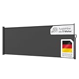 STEELSØN Seitenmarkise Zirella 180x500 cm ausziehbar, Sichtschutz für Balkon...