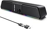 SENZER CS20 Pc Lautsprecher USB Powered Bluetooth Flowing LED Gaming Soundbar...