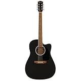Fender FA-25CE Dreadnought Akustikgitarre, Walnuss Griffbrett, Schwarz