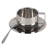 3 Stück Pro Set Kaffeetasse aus Edelstahl 304, Doppelwandige Espressotasse,...