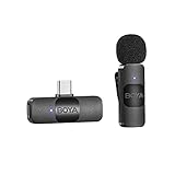 Boya BY-V10 USB-C kabelloses Mikrofon, Mini Lavalier Ansteckmikrofon, kompatibel...