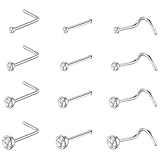 JEYORZY 12 pcs Silber Nasenpiercing, Nasenring Piercings Set, Nasenpiercing...