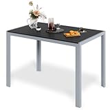 LIFERUN Gartentisch mit Aluminiumrahmen, 110x70cm WPC Balkontisch Wetterfest,...