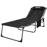 KingCamp übergroß Campingliege Sonnenliege Dreibeinliege mit Kopfkissen und...