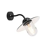 Qazqa - Industrie I Vintage I Außen Wandleuchte schwarz mit Glas IP44 -...