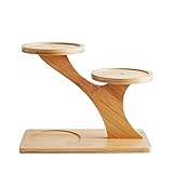 SUPRROW 3er Pack sukkulente keramische Pflanzentöpfe Holzständer,Sukkulenten...