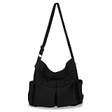 BROADREAM Canvas Messenger Bag - Kuriertasche aus Leinenstoff mit groß...