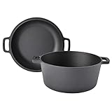 TAINO Gusseisen-Topf mit Pfannen-Deckel 6l Dutch-Oven Allzweck-Kochtopf aus...