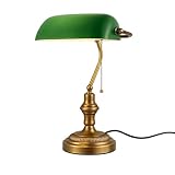 Barcelona LED Tischleuchte und Schreibtischlampe Vintage Banquero E27 Glas Farbe...