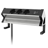 Ohuo Tischsteckdose mit USB C 30W, 3 Fach Steckdosenleiste Schreibtisch Klemmbar...