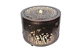 Gartenbrunnen mit LED Beleuchtung aus Metall runder Springbrunnen Wasserspiel...