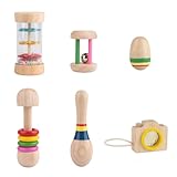 6pcs Montessori Holz Baby Rassel - Musik Holz Spielzeug, Montessori Sensorik...