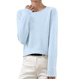 Damen-Pullover, Kaschmir-Pullover für Damen, einfarbig, lange Ärmel, leicht,...