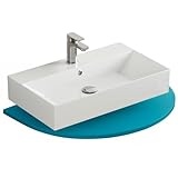 Aqua Bagno Waschbecken 60 cm eckig, Aufsatzwaschbecken mit Hahnloch & Überlauf,...